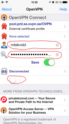 OpenVPN inställningar för OVPN-se på iphone och ipad